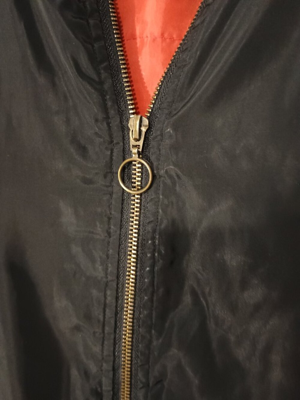 New Look Black Bomber Jacket Red Lining Zip Front Lightweight Utility Coat - Picture 6 of 10